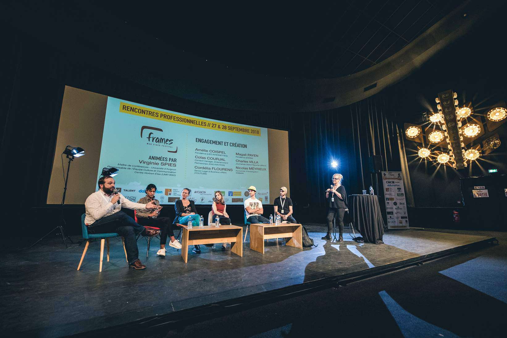 Bilan Frames festival 2018, photo de la conférence engagement et création animée par Virginie Spies