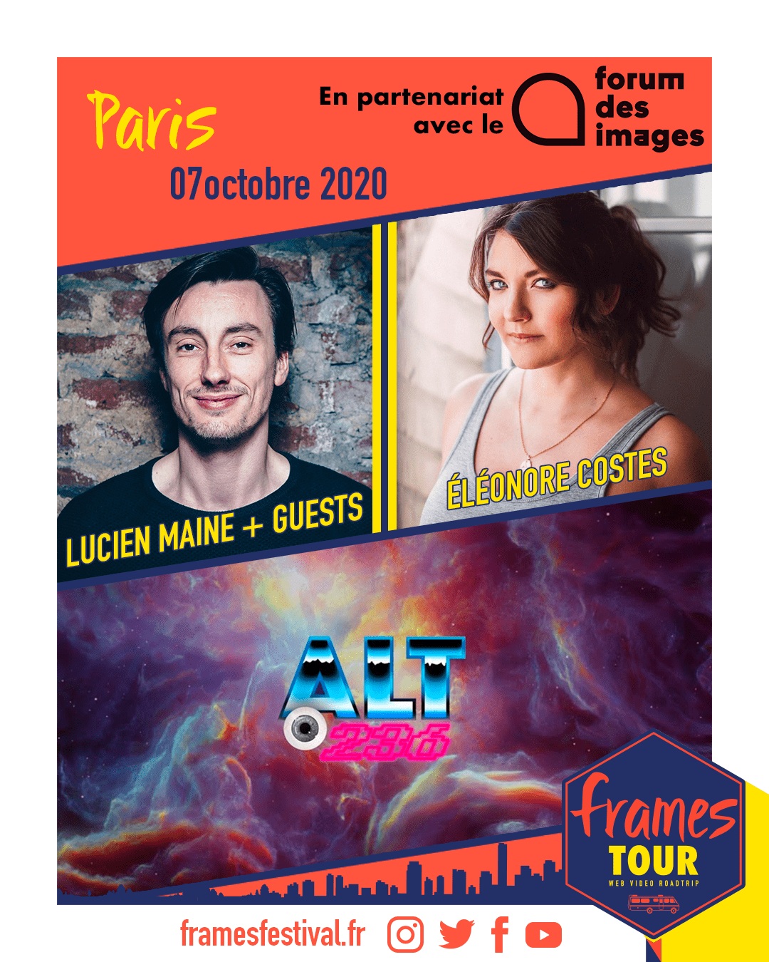 Frames 2020, programmation Paris avec les chaînes Youtube Lucien Maine, Eleonore Costes et ALT